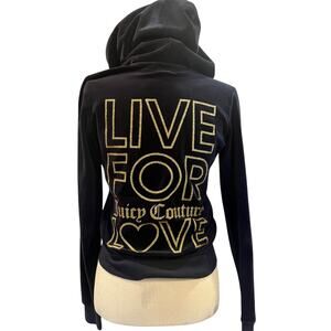 Juicy Couture Navy Sweater Y2K Sparkle McBling Logo Size L Cozy Glam